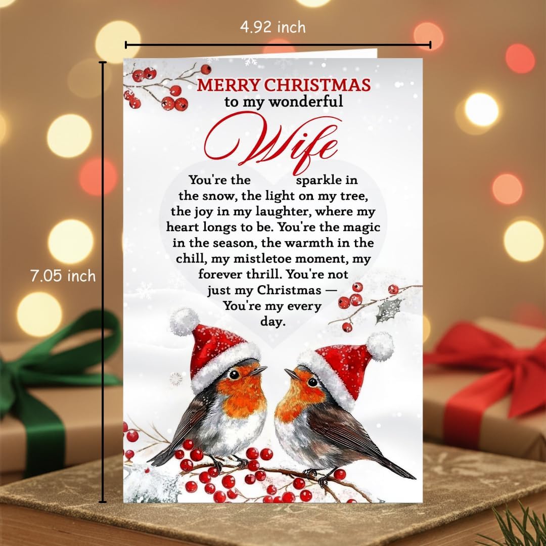 Christmas Card for Wife from Husband – Heartfelt Romantic Holiday Message with Premium Envelope