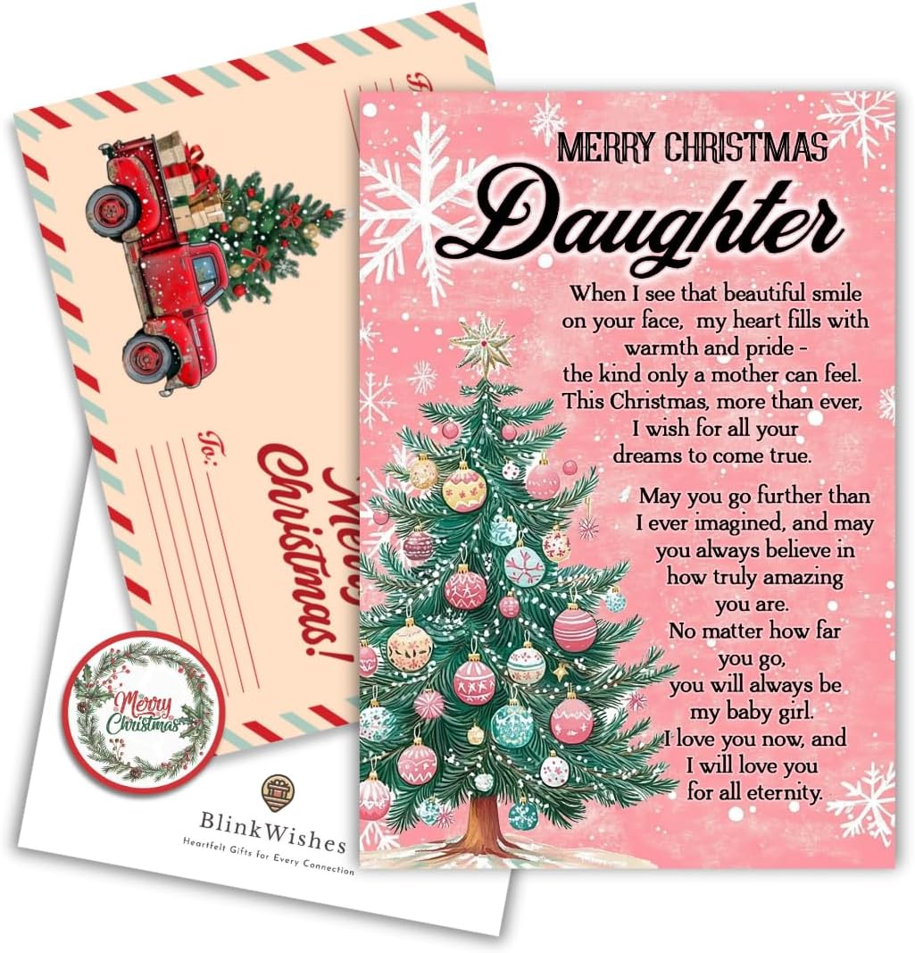 Christmas Card for Daughter with Premium Envelope – Loving Holiday Message and Heartfelt Family Keepsake