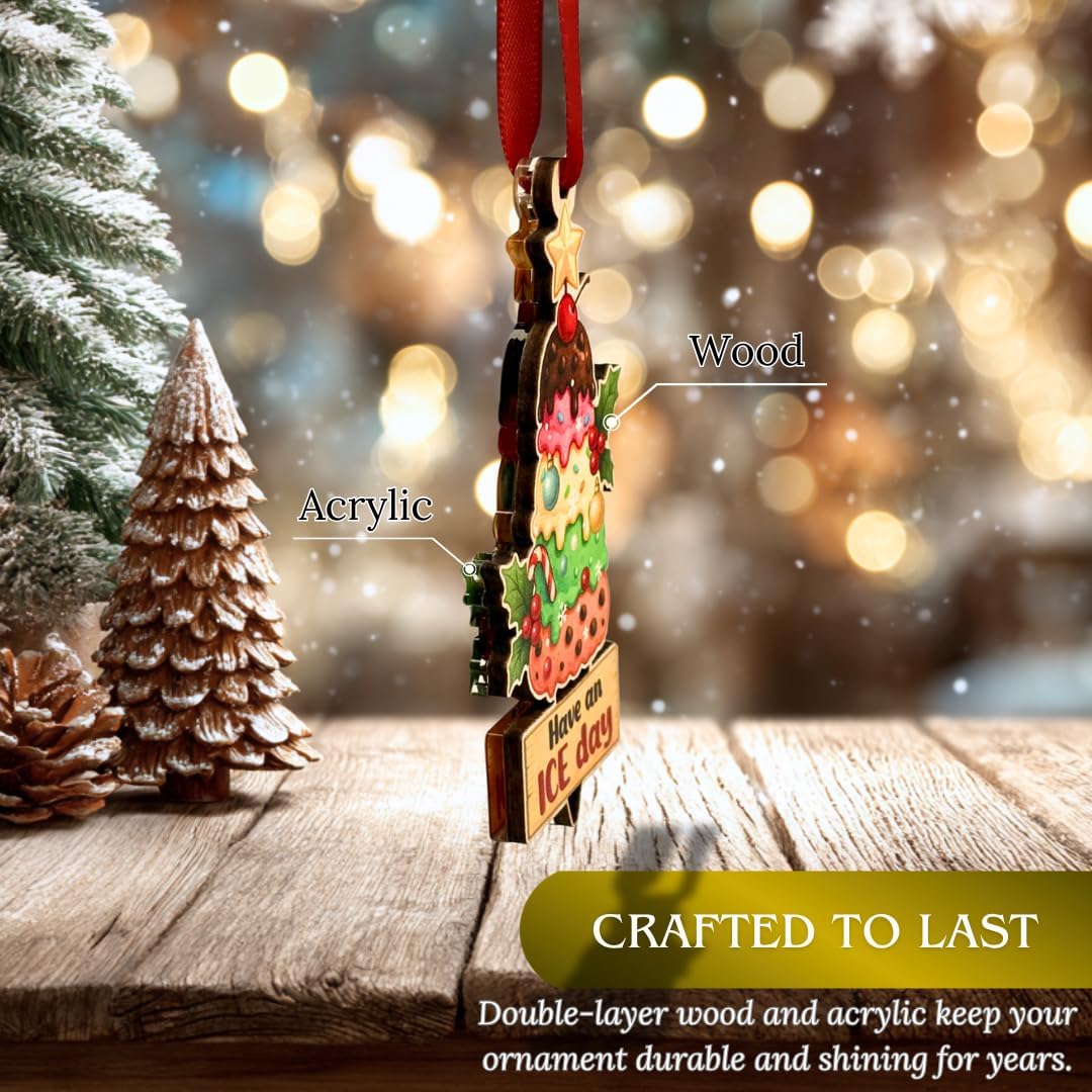 Ice Cream Christmas Ornament, Sweet Food Theme Tree Decor, Cute Dessert Keepsake Gift for Food Lovers and Ice Cream Fans