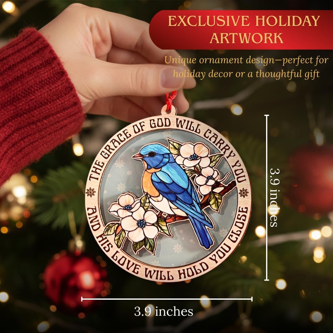 Bluebird Ornament, Spirit Bluebird Christmas Ornament, Bird Tree Decor, Bluebirds Gifts for Women, 2-Layer Wood and Acrylic Keepsake, Bird Ornaments, Home Décor