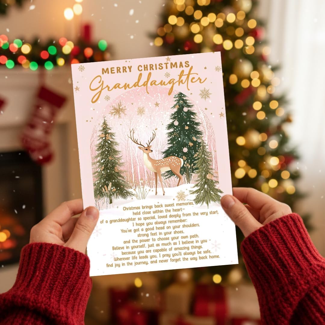 Christmas Card for Granddaughter with Premium Envelope – Festive Holiday Design and Heartfelt Keepsake