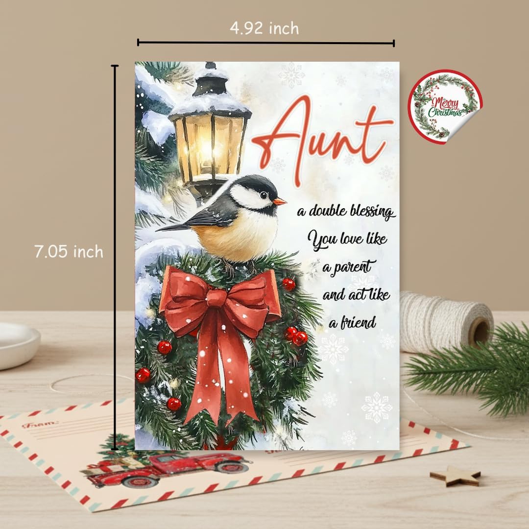 Christmas Card for Aunt with Premium Envelope – Festive Holiday Design and Thoughtful Family Keepsake