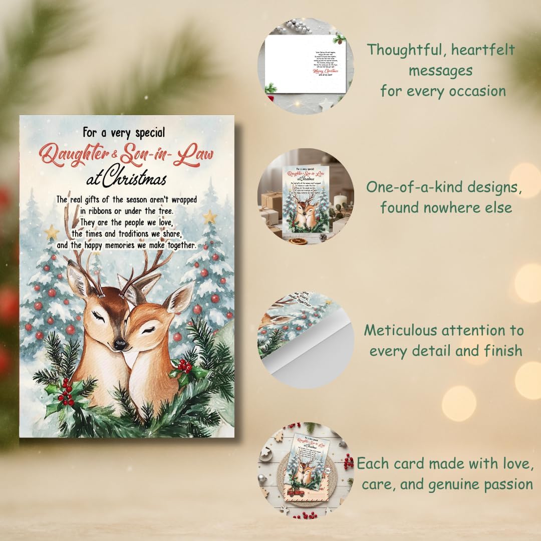 Christmas Card for Daughter and Son-in-Law with Premium Envelope – Elegant Festive Design Featuring a Heartfelt Message