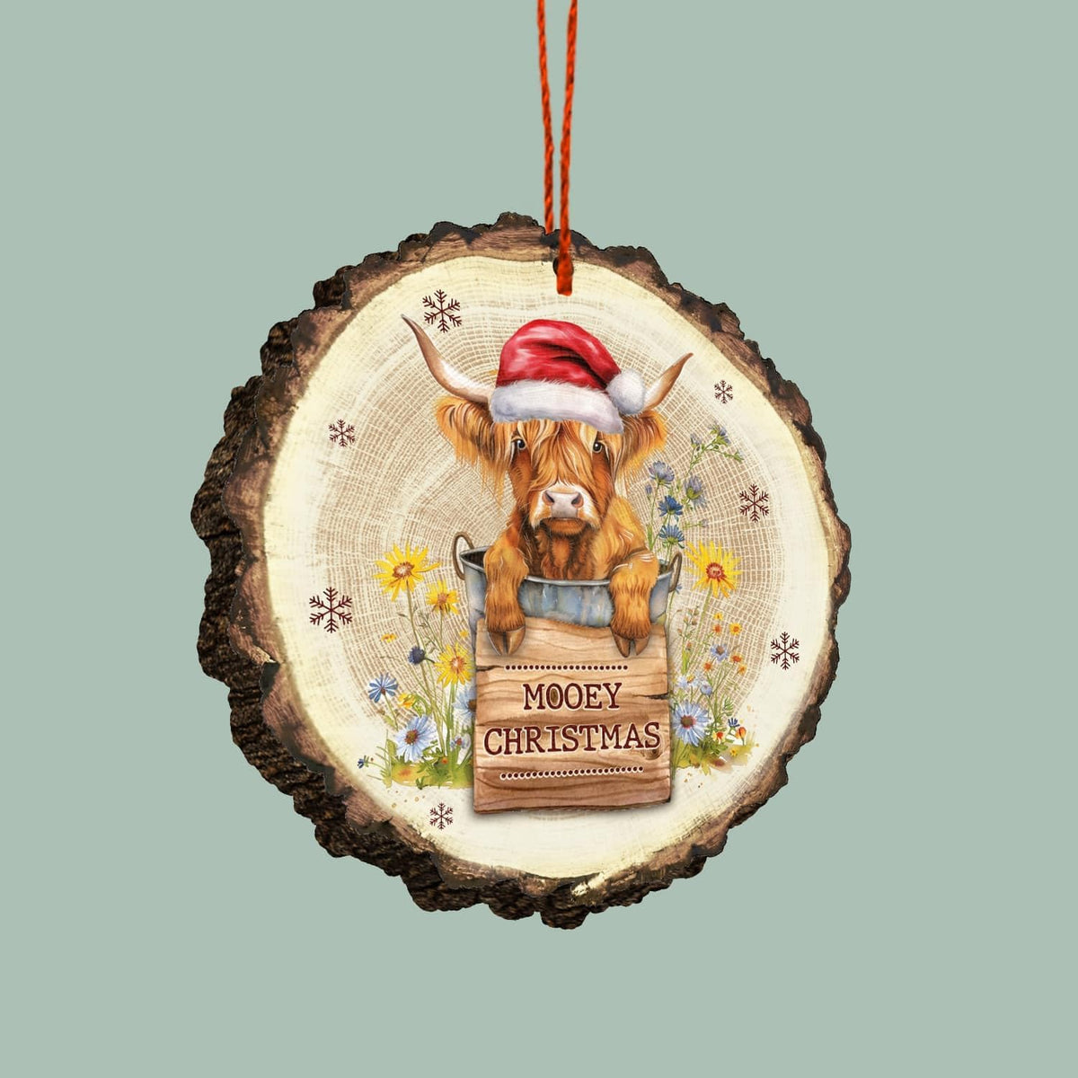 Highland Cow Christmas Ornament, Rustic Farm Animal Tree Decor, Highland Cattle Keepsake Gift for Cow Lovers and Country Home Style