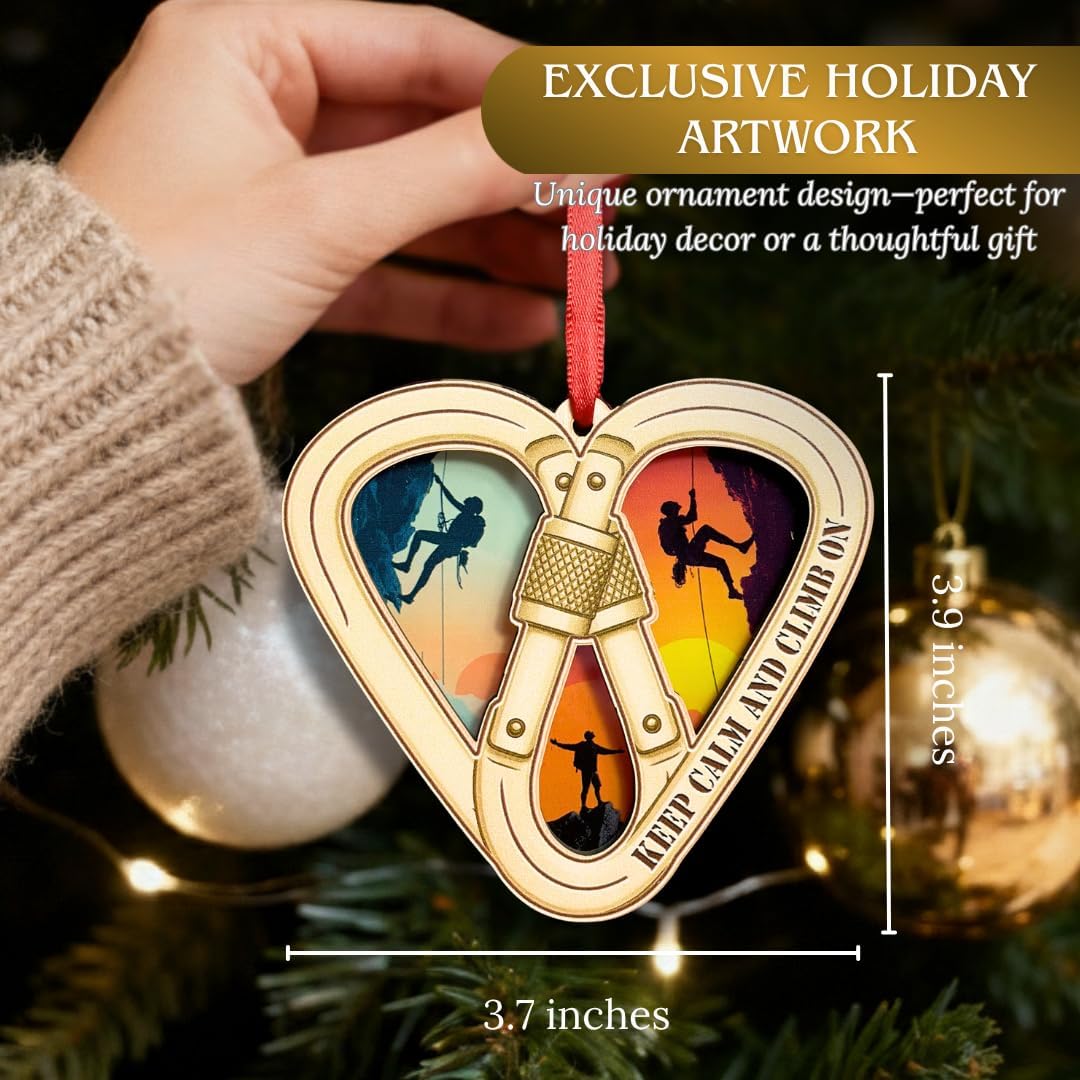 Climbing Ornament, Shatterproof Climbing Christmas Ornaments, Unique Acrylic and Wood for Christmas Tree, Holiday Decorations, Gift for Rock Climbers, Hikers, Adventurer