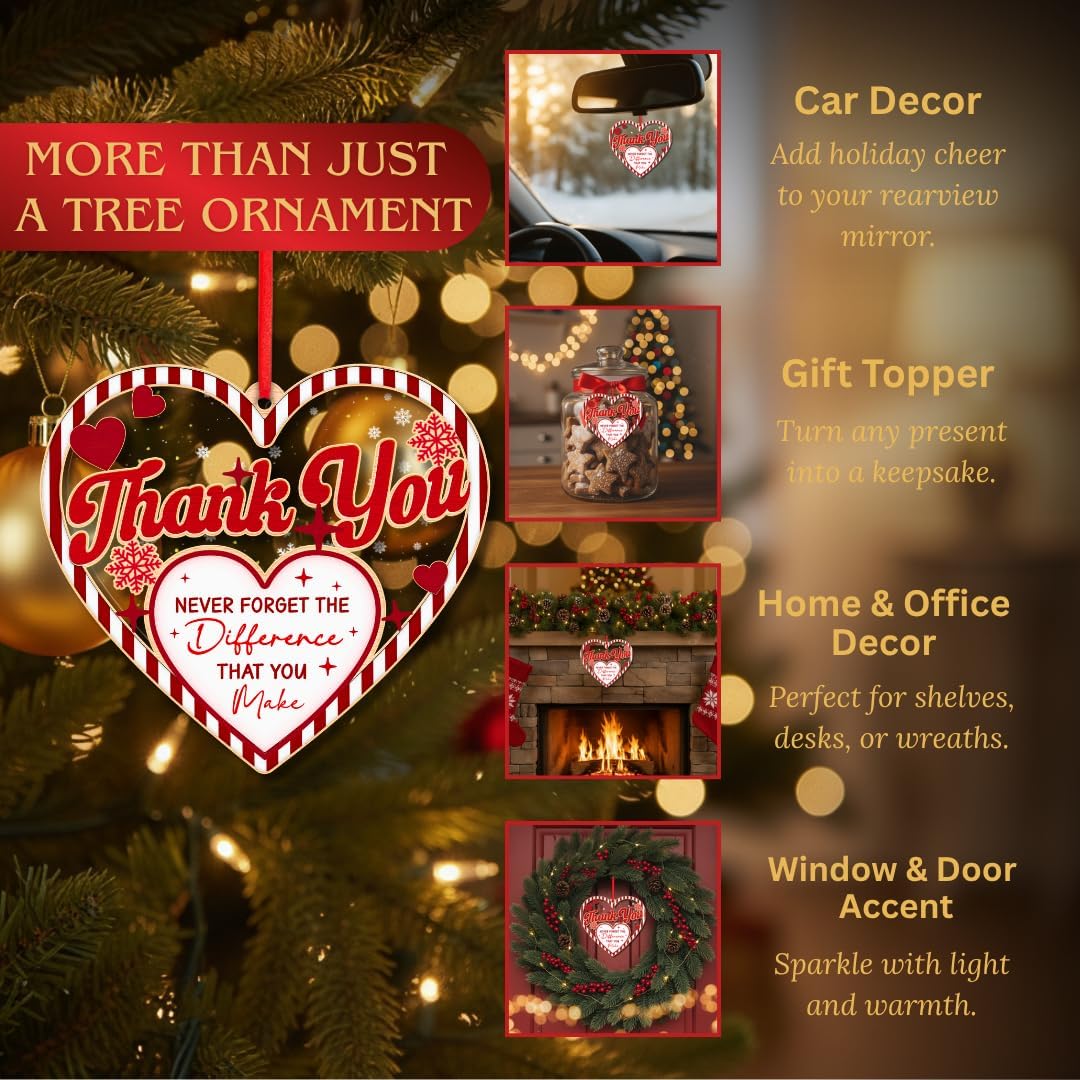 Thank You Ornament 2026, Appreciation Ornament for Teacher Coworker Boss Friend, Thank You Christmas Ornaments, Appreciation Gift for Women, Gratitude Keepsake, Christmas Tree Hanging Decoration