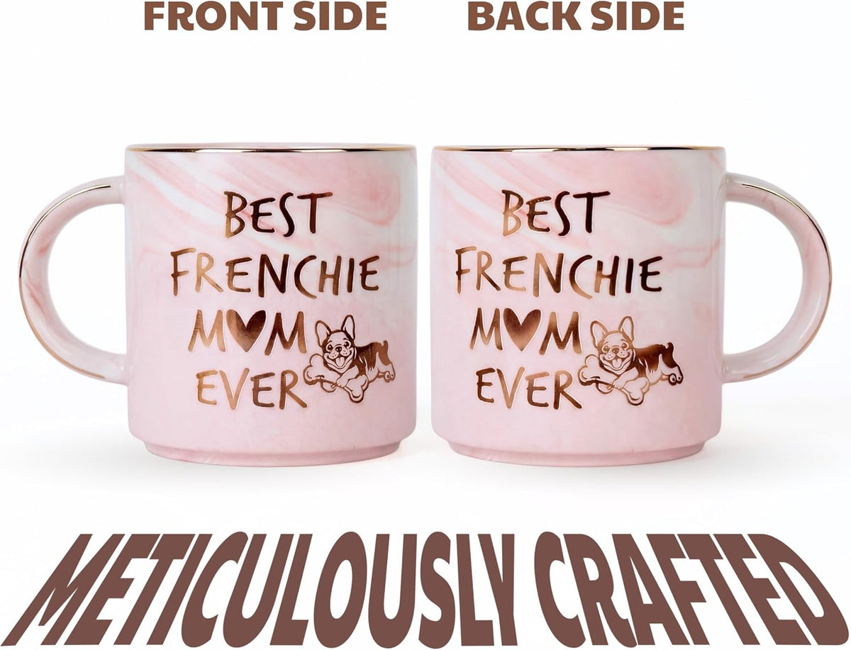 TAMUNBEE French Bulldog Gifts, Frenchie Mom Gifts Birthday, Best Dog Mom Ever Pink Marble Mug, Funny French Bulldog Gifts for Women Mothers Day, Birthday Christmas