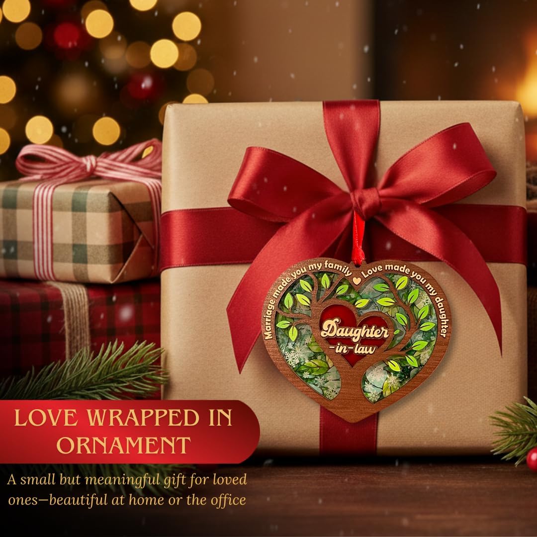 Daughter-in-Law Christmas Ornament 2026 from Son and Family, 2-Layer Wood & Acrylic Keepsake, Xmas Tree Hanging Decoration, Home Decor