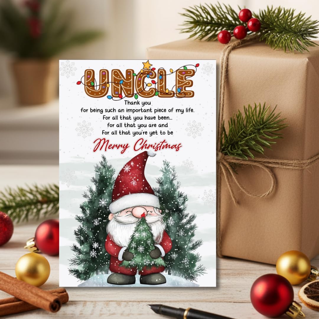 Christmas Card for Uncle with Envelope – Heartfelt Holiday Message and Thoughtful Festive Greeting