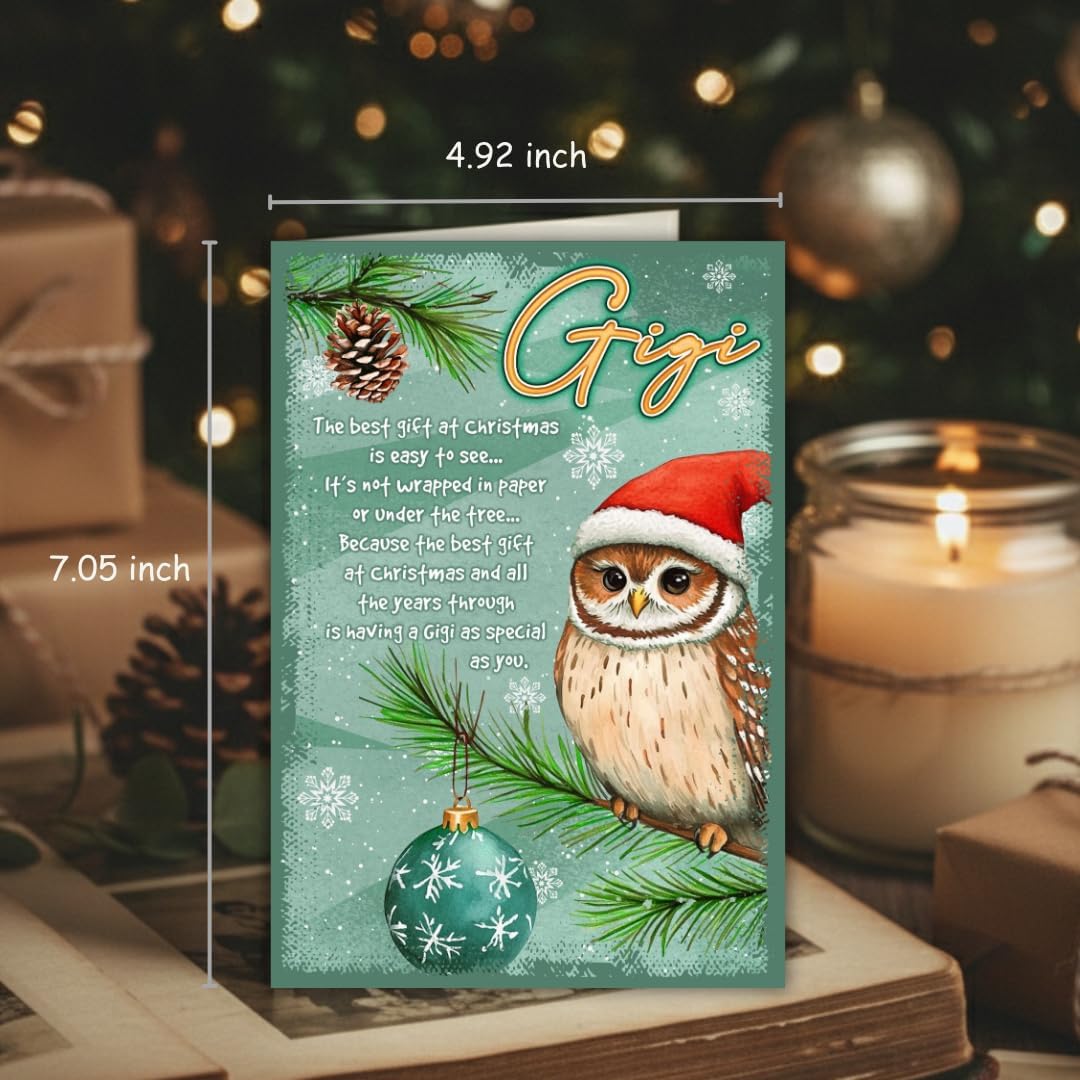 Christmas Card for Gigi with Envelope – Cute Grandma Keepsake Featuring a Heartfelt Holiday Message