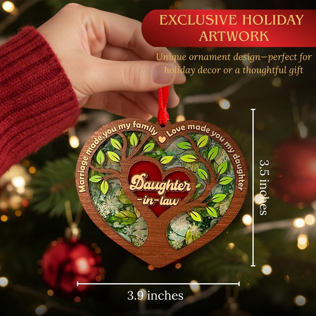 Daughter-in-Law Christmas Ornament 2026 from Son and Family, 2-Layer Wood & Acrylic Keepsake, Xmas Tree Hanging Decoration, Home Decor