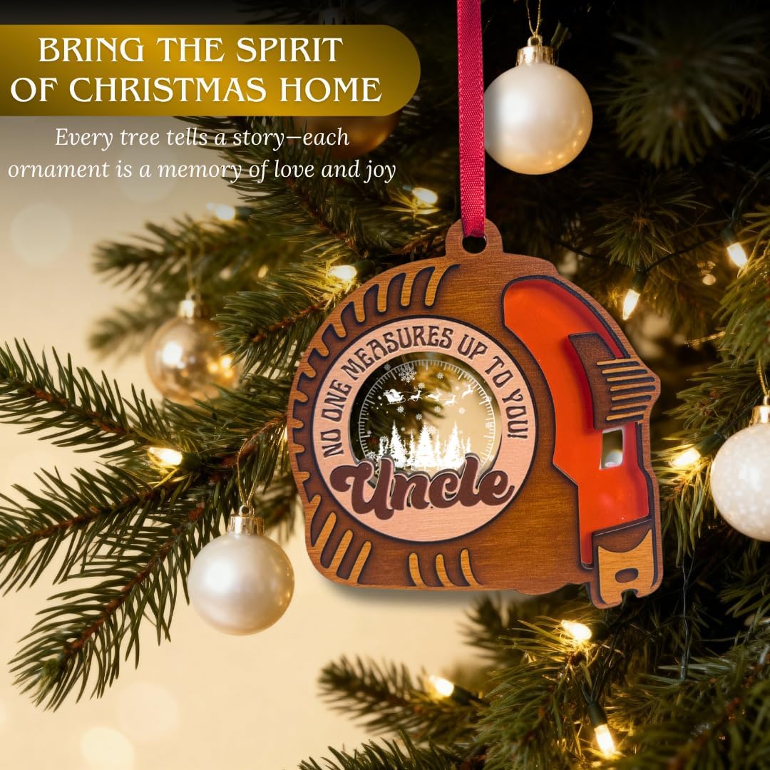 Uncle Christmas Ornament 2026, 2 Layer Wood Acrylic Keepsake, Meaningful Holiday Gift from Niece or Nephew