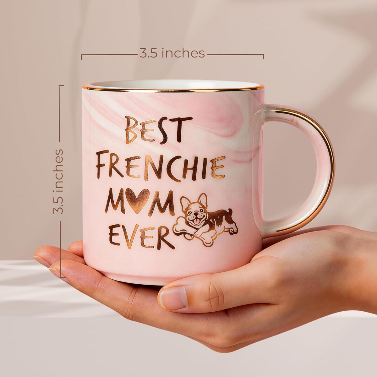 TAMUNBEE French Bulldog Gifts, Frenchie Mom Gifts Birthday, Best Dog Mom Ever Pink Marble Mug, Funny French Bulldog Gifts for Women Mothers Day, Birthday Christmas