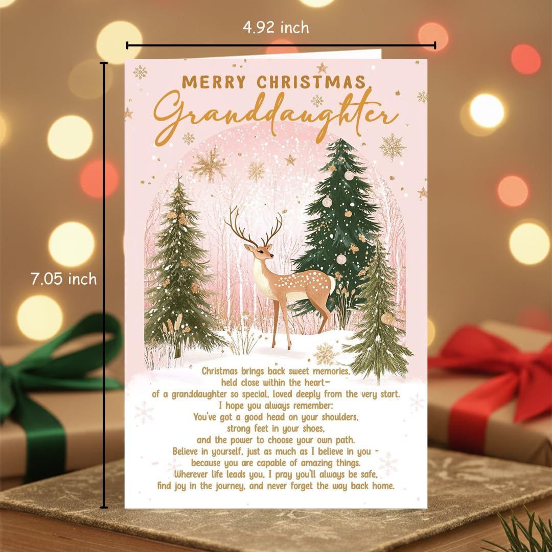 Christmas Card for Granddaughter with Premium Envelope – Festive Holiday Design and Heartfelt Keepsake