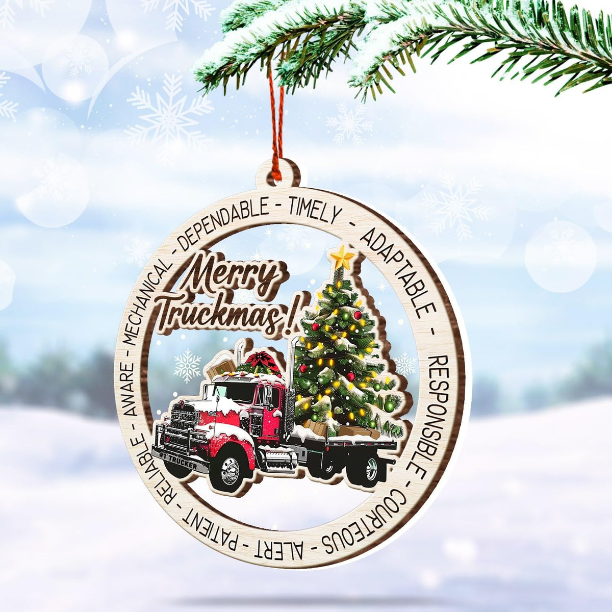 Semi Truck Christmas Ornament - Truck Ornaments for Christmas Tree - Red Truck Ornament 2024 - Truck Driver Gifts