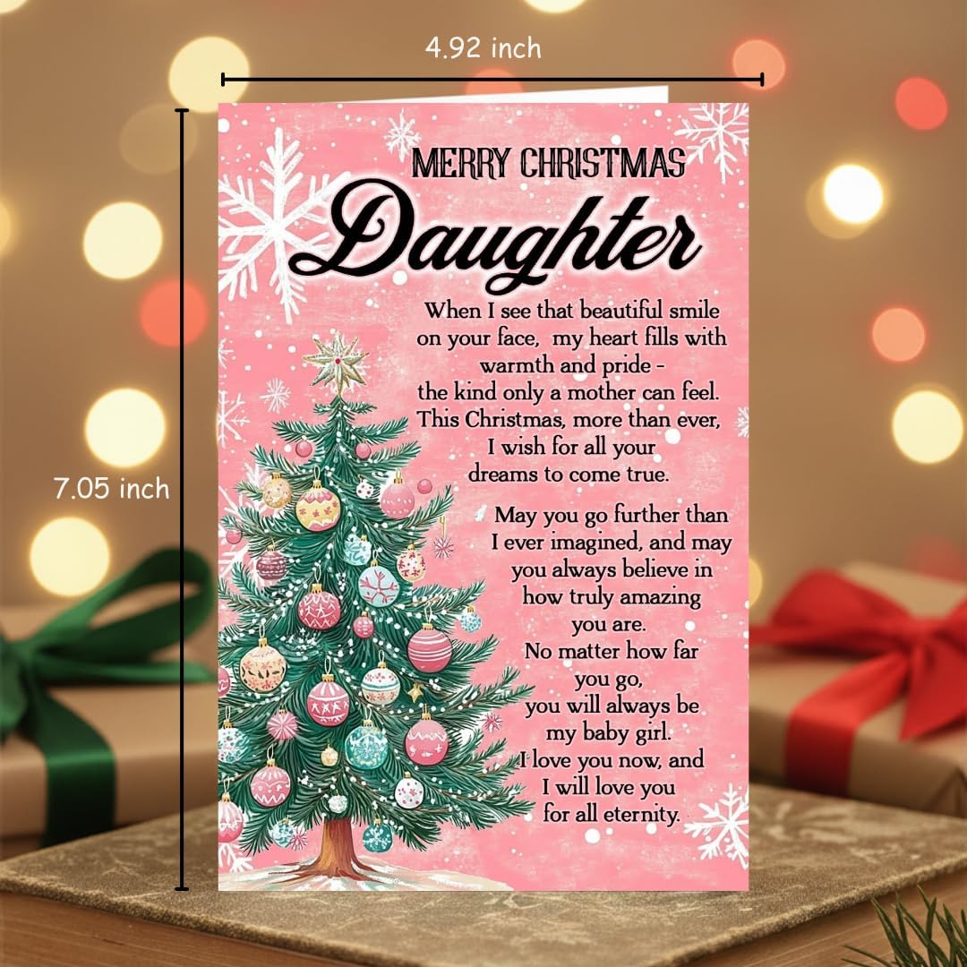 Christmas Card for Daughter with Premium Envelope – Loving Holiday Message and Heartfelt Family Keepsake