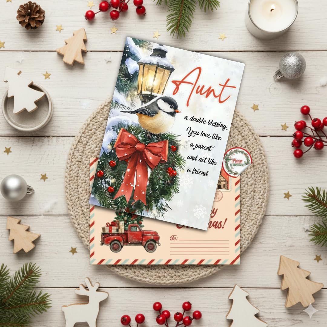 Christmas Card for Aunt with Premium Envelope – Festive Holiday Design and Thoughtful Family Keepsake
