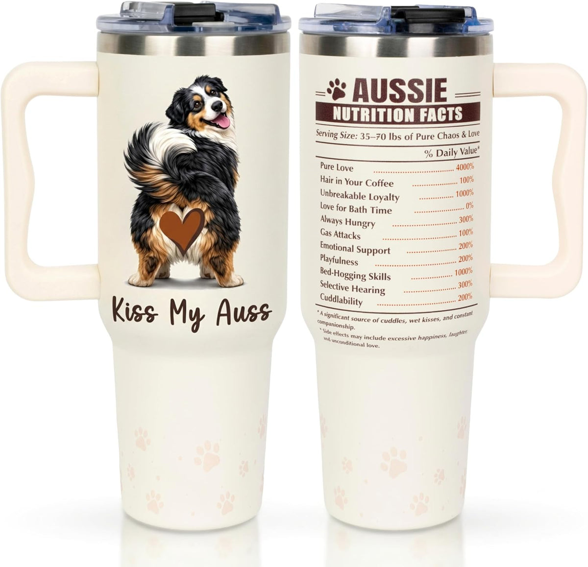 AT2Z GLOBAL Australian Shepherd Gifts, Aussie Mom Gifts, Australian Shepherd Gift for Women, Aussie Dog Birthday Gift, Funny Dog Mom Cup for Birthday, 40oz Tumbler with Handle and Straw