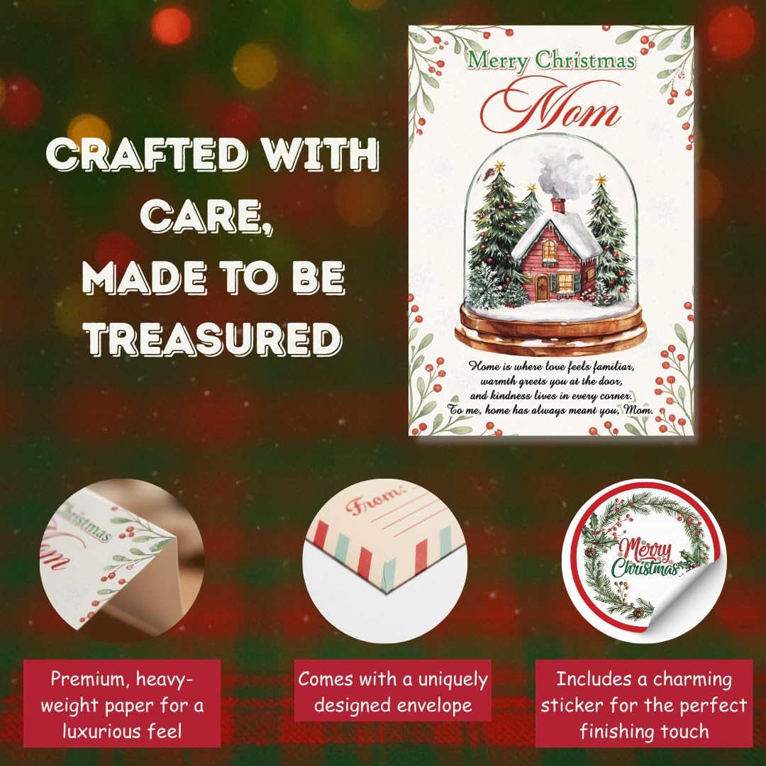 Christmas Card for Mom from Daughter or Son – Loving Holiday Message with Premium Envelope