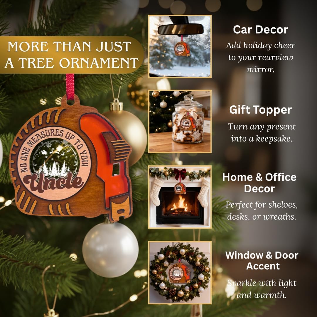 Uncle Christmas Ornament 2026, 2 Layer Wood Acrylic Keepsake, Meaningful Holiday Gift from Niece or Nephew