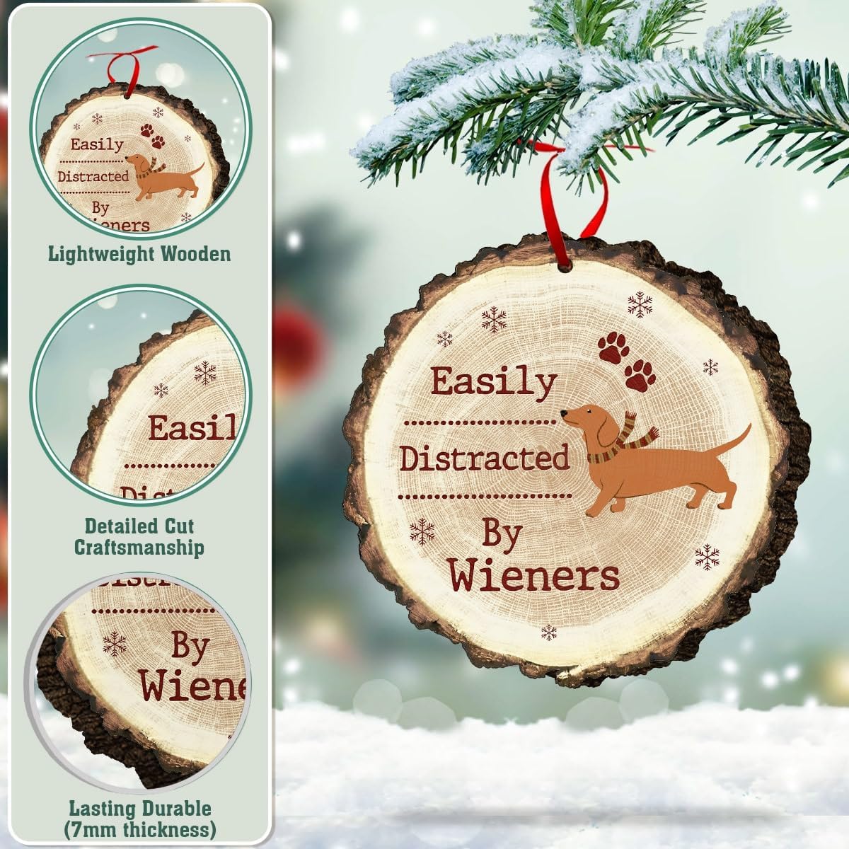 Dachshund Christmas Ornament, Wiener Dog Tree Decoration, Cute Dog Lover Keepsake Gift for Women and Pet Owners