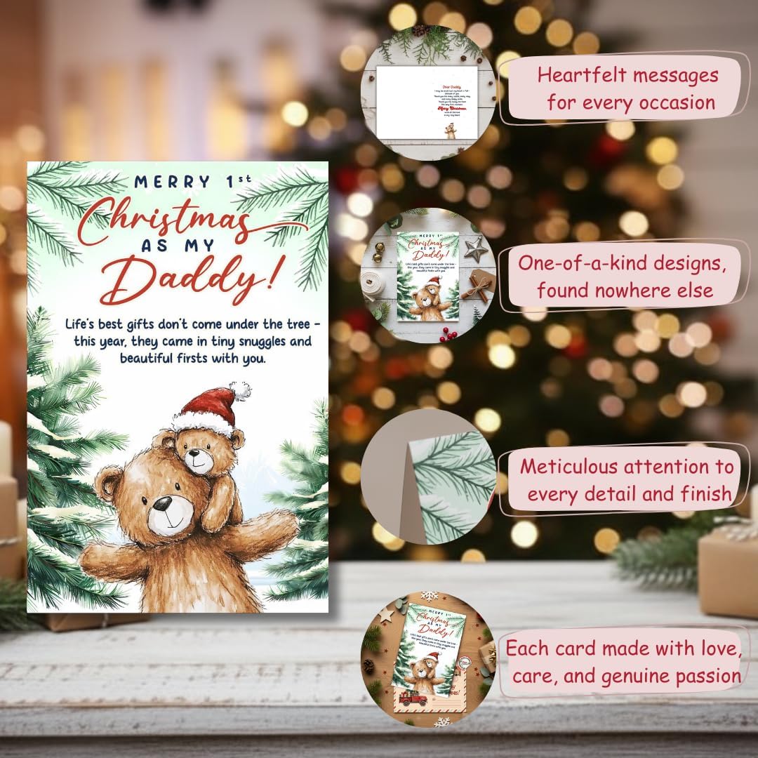 First Christmas as Daddy Card with Envelope – Cute Holiday Greeting and Heartfelt Keepsake for New Dads