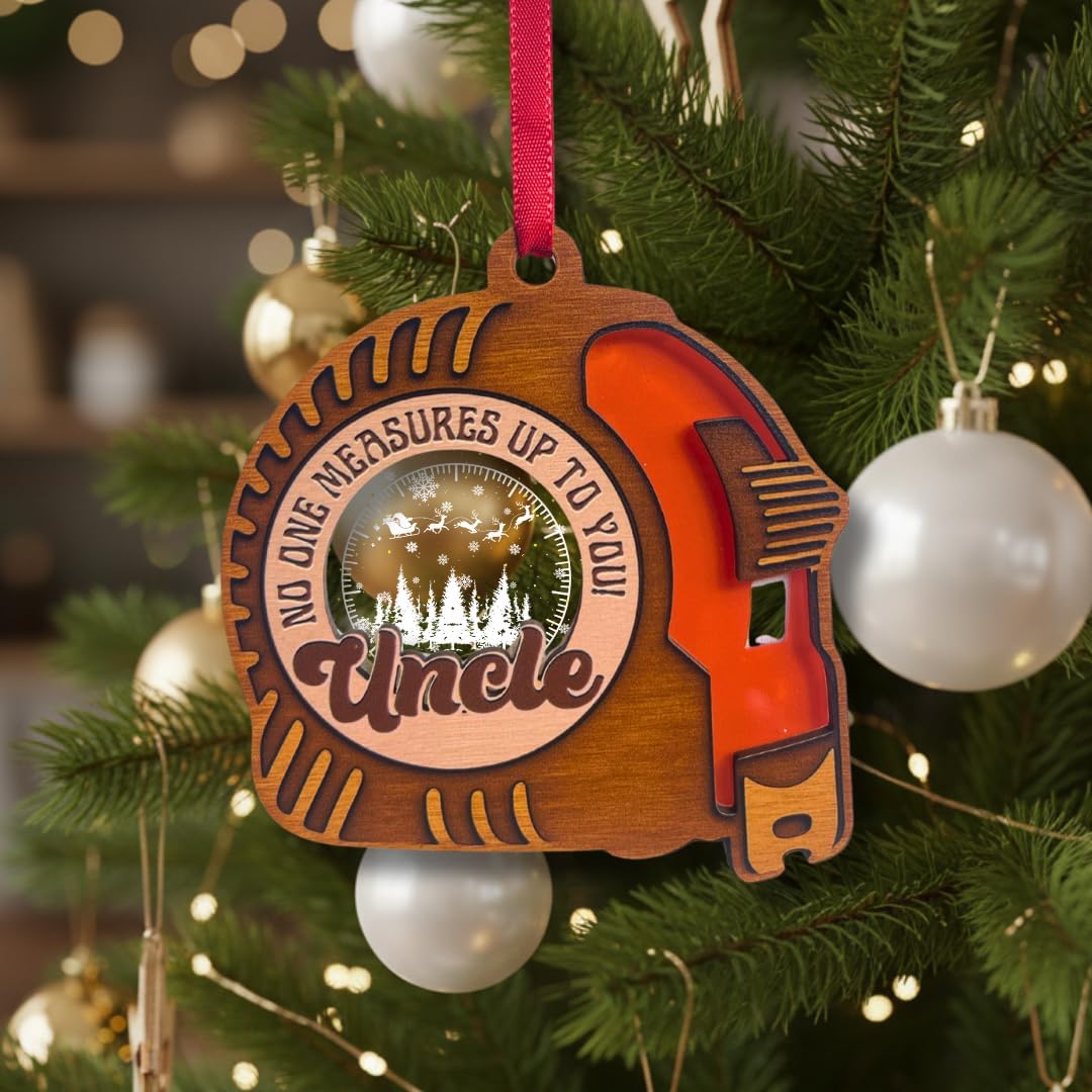 Uncle Christmas Ornament 2026, 2 Layer Wood Acrylic Keepsake, Meaningful Holiday Gift from Niece or Nephew