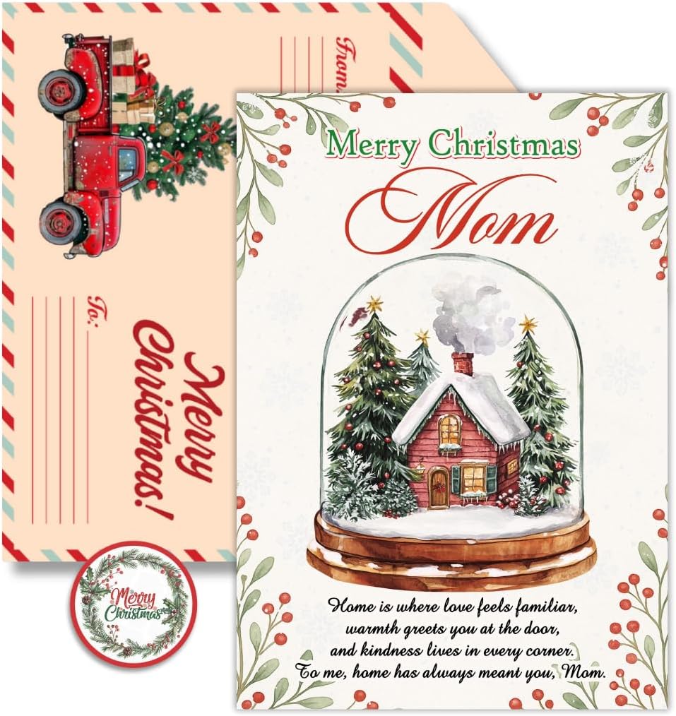 Christmas Card for Mom from Daughter or Son – Loving Holiday Message with Premium Envelope
