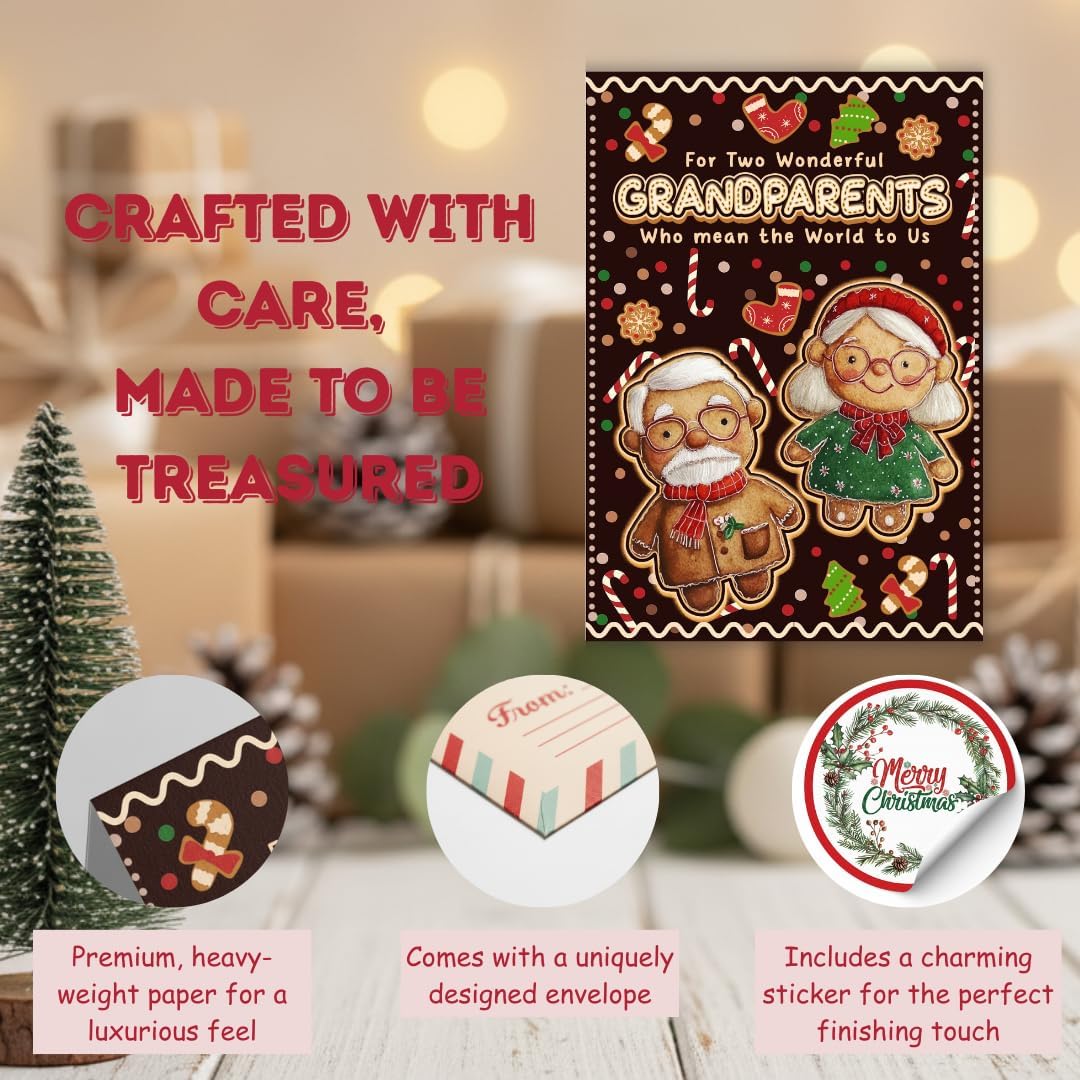 Christmas Card for Grandparents with Envelope – Thoughtful Holiday Greeting Featuring a Heartfelt Message