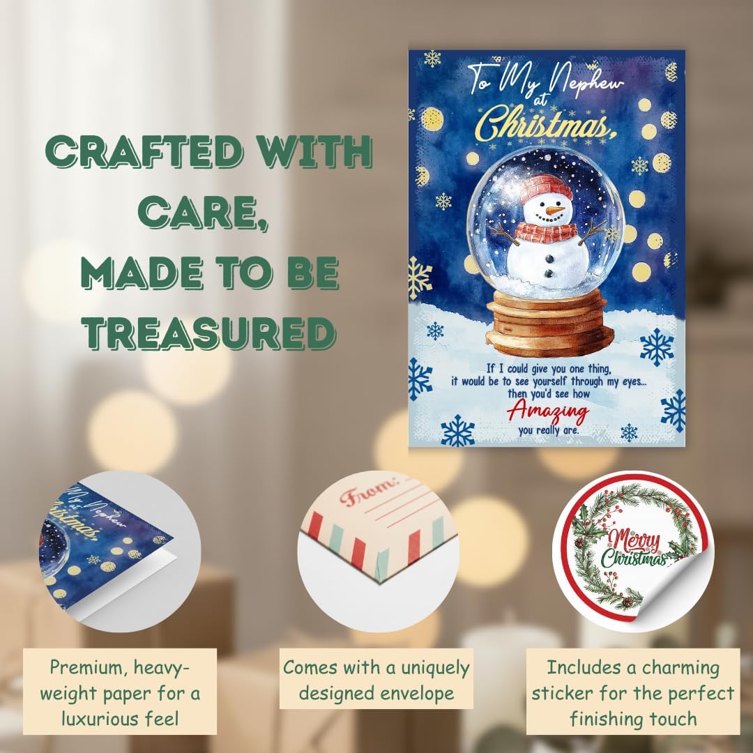 Christmas Card for Nephew with Premium Envelope – Heartfelt Holiday Greeting and Thoughtful Family Keepsake