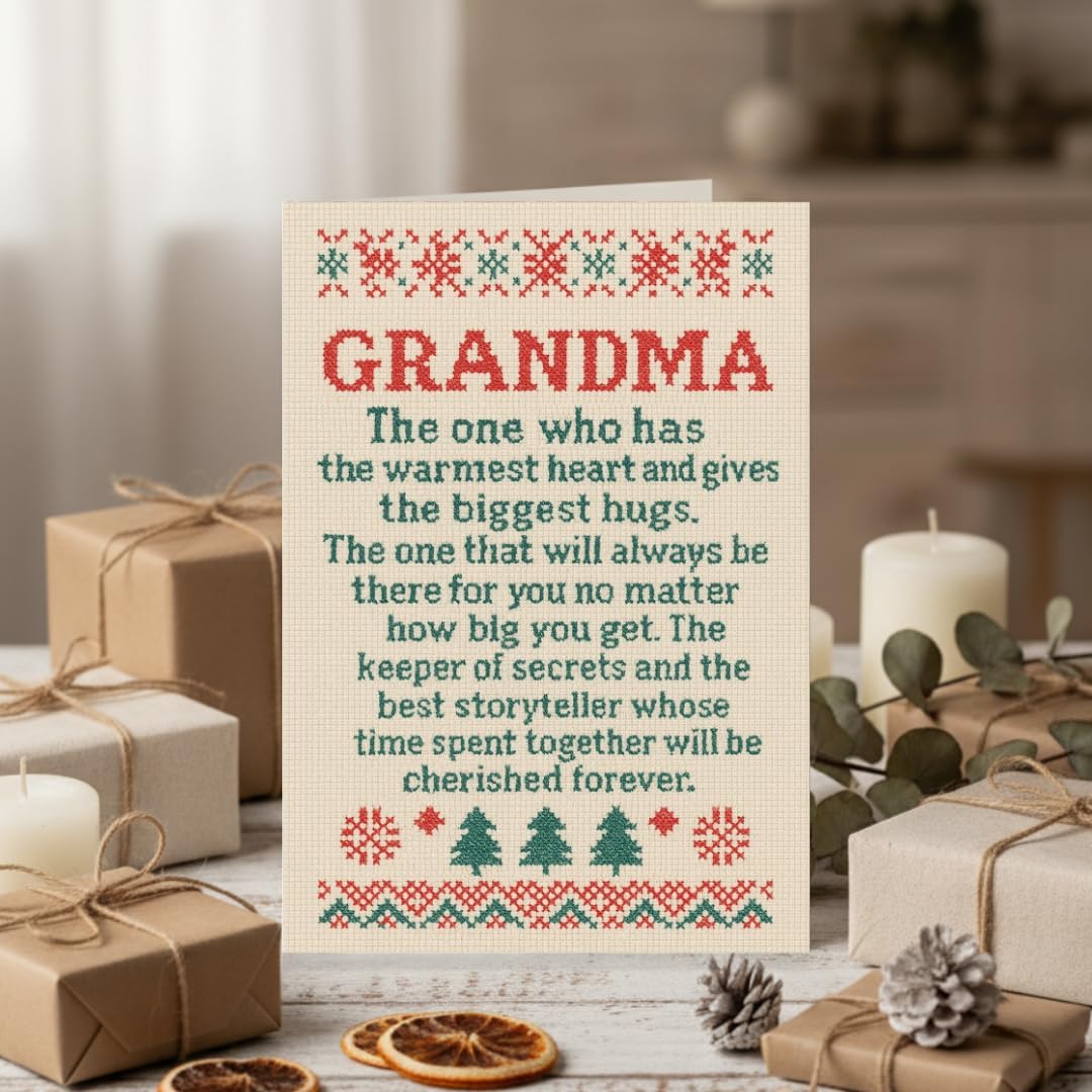 Christmas Card for Grandma with Premium Envelope – Heartfelt Holiday Greeting and Festive Keepsake