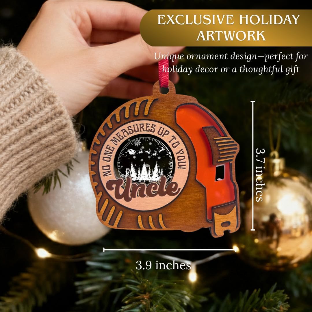 Uncle Christmas Ornament 2026, 2 Layer Wood Acrylic Keepsake, Meaningful Holiday Gift from Niece or Nephew