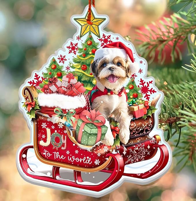 Shih Tzu Christmas Ornament - Shih Tzu Aluminum Ornaments (NOT 3D) for Christmas Tree - Puppy Ornament, Shitzu Dog Xmas Decorations 2025 - Gifts for Dog Mom, Pet Lovers