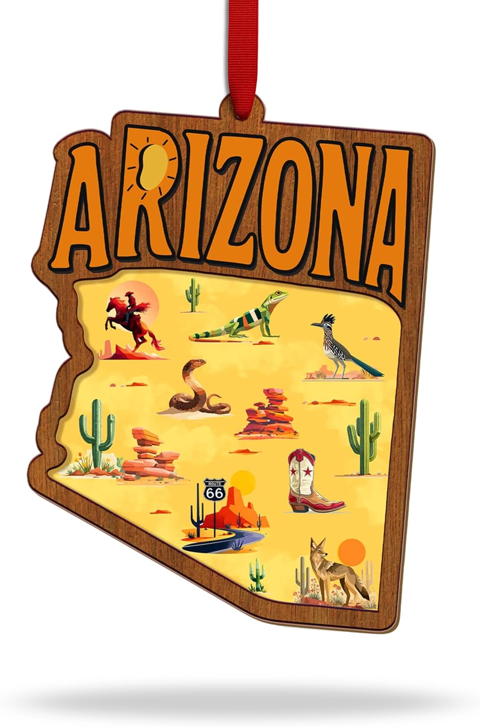 Arizona Christmas Ornament, Unique Arizona Ornaments for Christmas Tree, Southwestern Holiday Decor, Xmas Gifts, 3D Wooden Acrylic Cut State Souvenir Gift for Men Women Family Friends