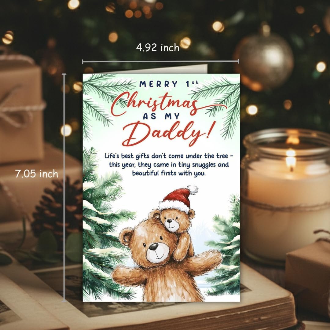 First Christmas as Daddy Card with Envelope – Cute Holiday Greeting and Heartfelt Keepsake for New Dads