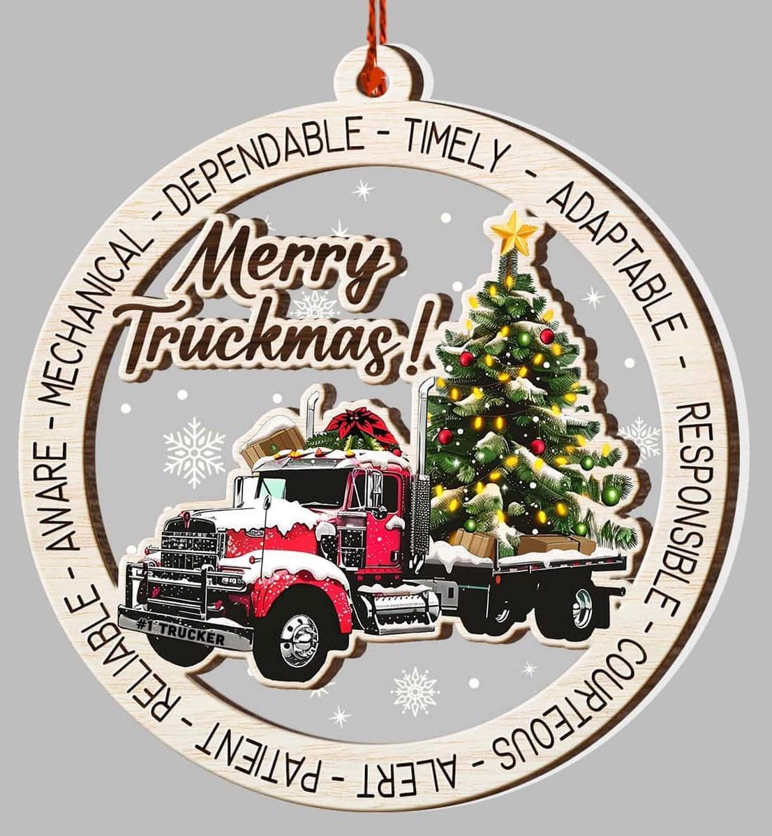 Semi Truck Christmas Ornament - Truck Ornaments for Christmas Tree - Red Truck Ornament 2024 - Truck Driver Gifts