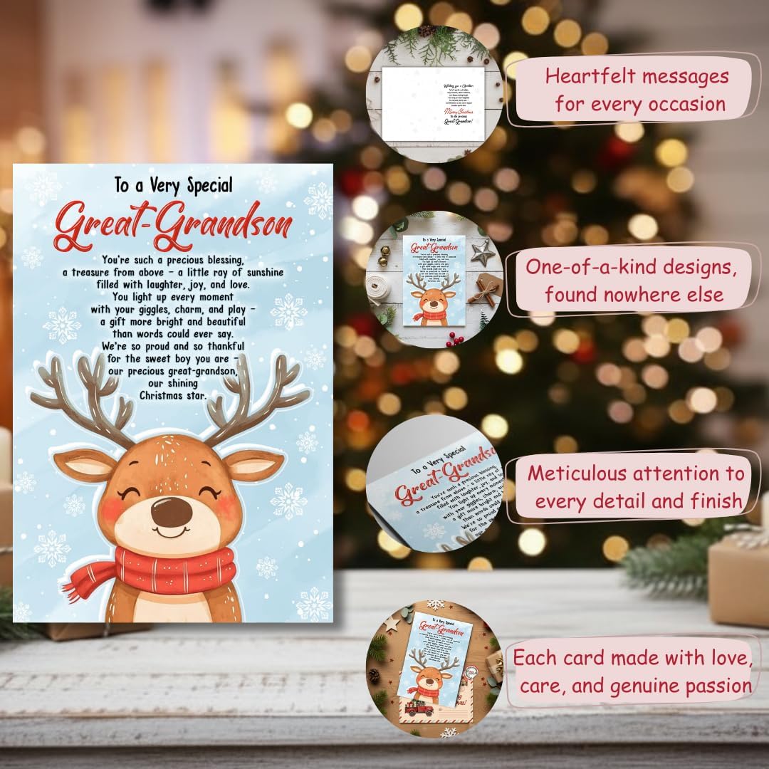 Christmas Card for Great-Grandson with Envelope – Heartfelt Holiday Greeting and Festive Keepsake Design