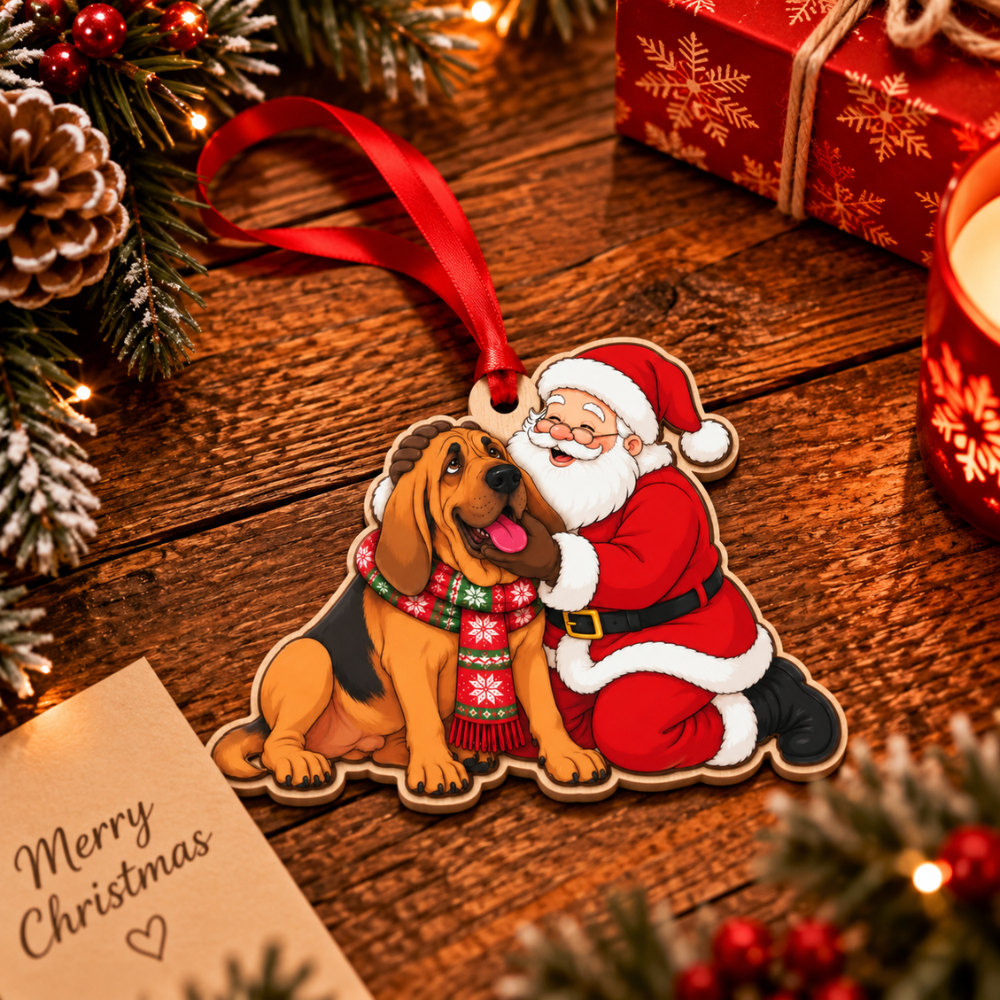 Bloodhound Christmas Ornament, Wood Christmas Tree Decoration, Holiday Gift for Collectors & Holiday Decor Lovers