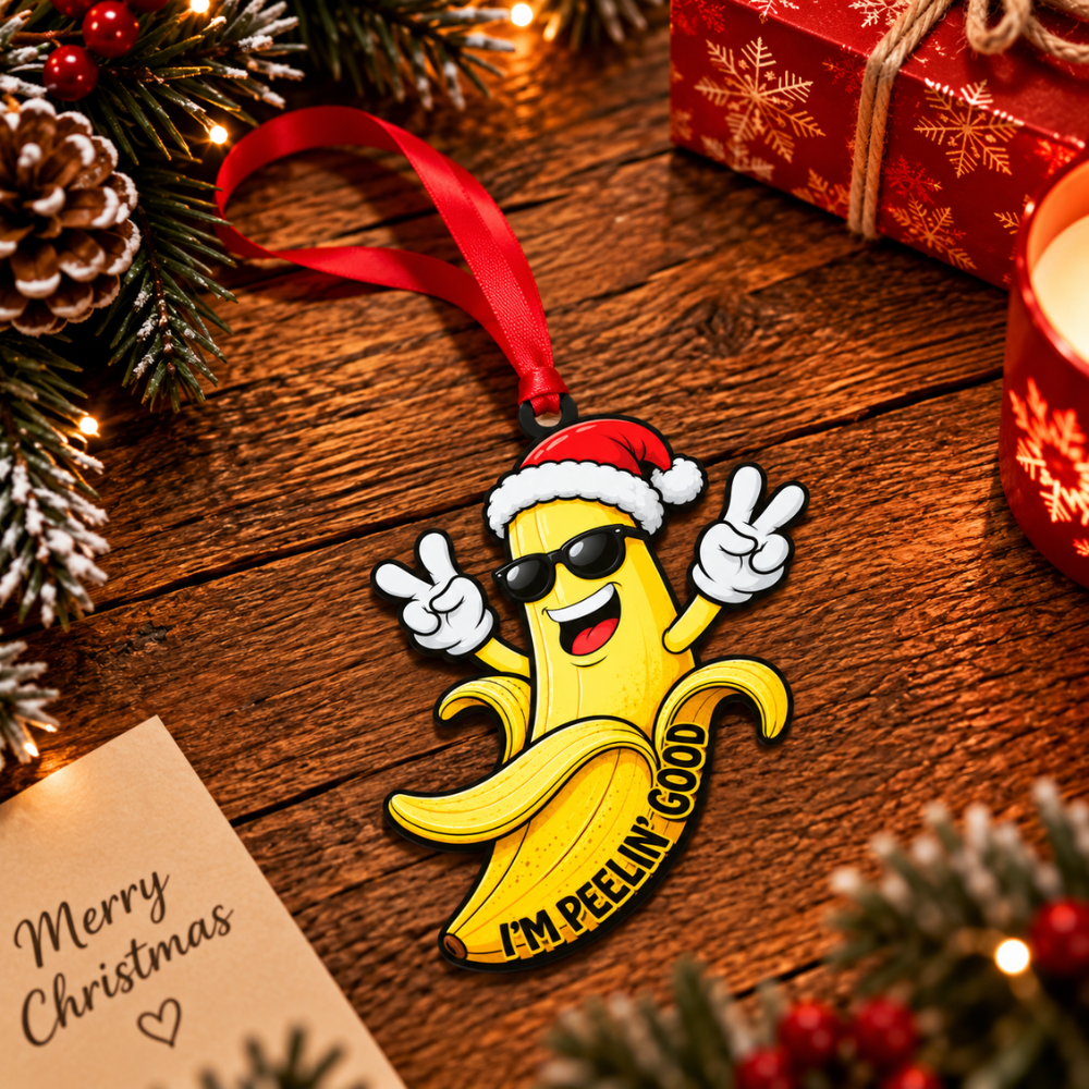 Funny Banana Christmas Ornament, Wood Christmas Tree Decoration, Holiday Gift for Collectors & Holiday Decor Lovers