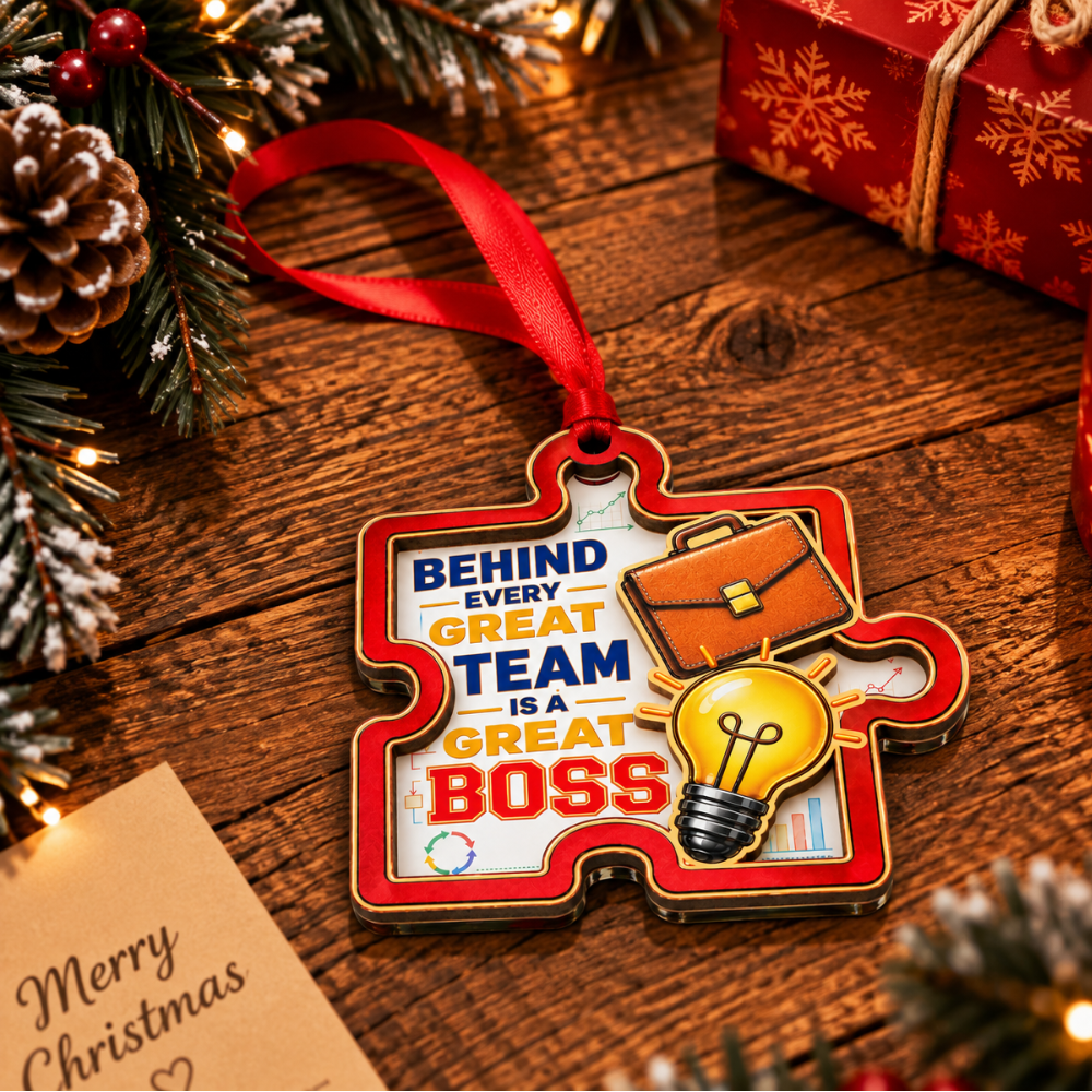 Boss Appreciation Christmas Ornament, Wood & Acrylic Tree Decoration, Gift for Christmas and Holiday Decor Lovers