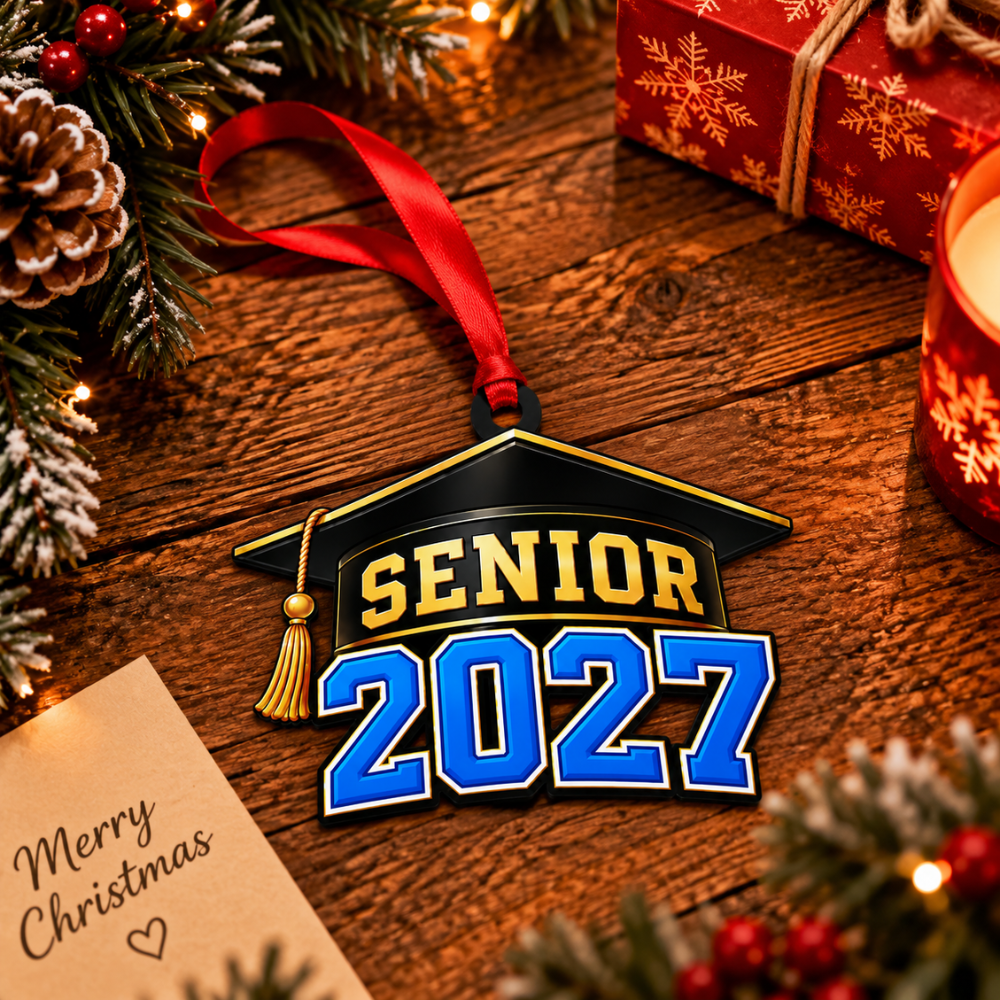 Senior 2027 Christmas Ornament, Wood Christmas Tree Decoration, Holiday Gift for Collectors & Holiday Decor Lovers