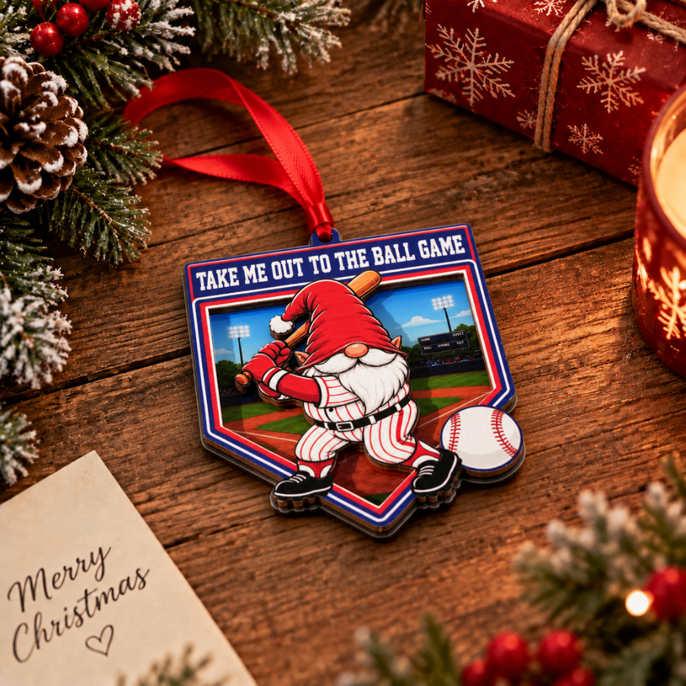 Baseball Christmas Ornament, Wood & Acrylic Christmas Tree Decoration, Holiday Gift for Players and Friends