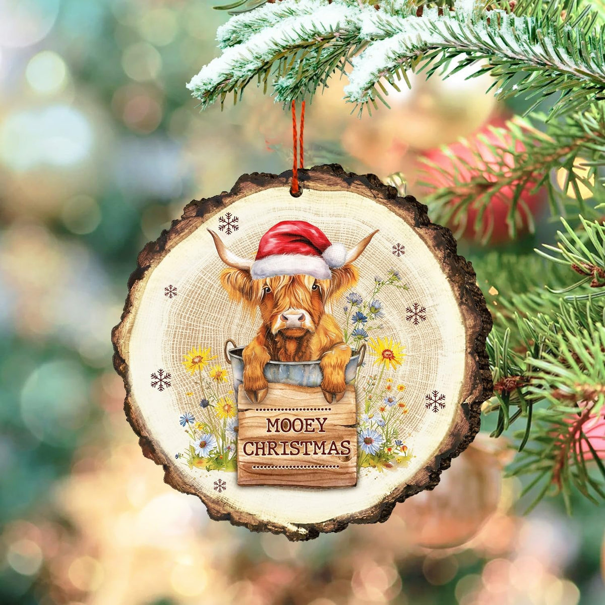 Highland Cow Christmas Ornament, Rustic Farm Animal Tree Decor, Highland Cattle Keepsake Gift for Cow Lovers and Country Home Style