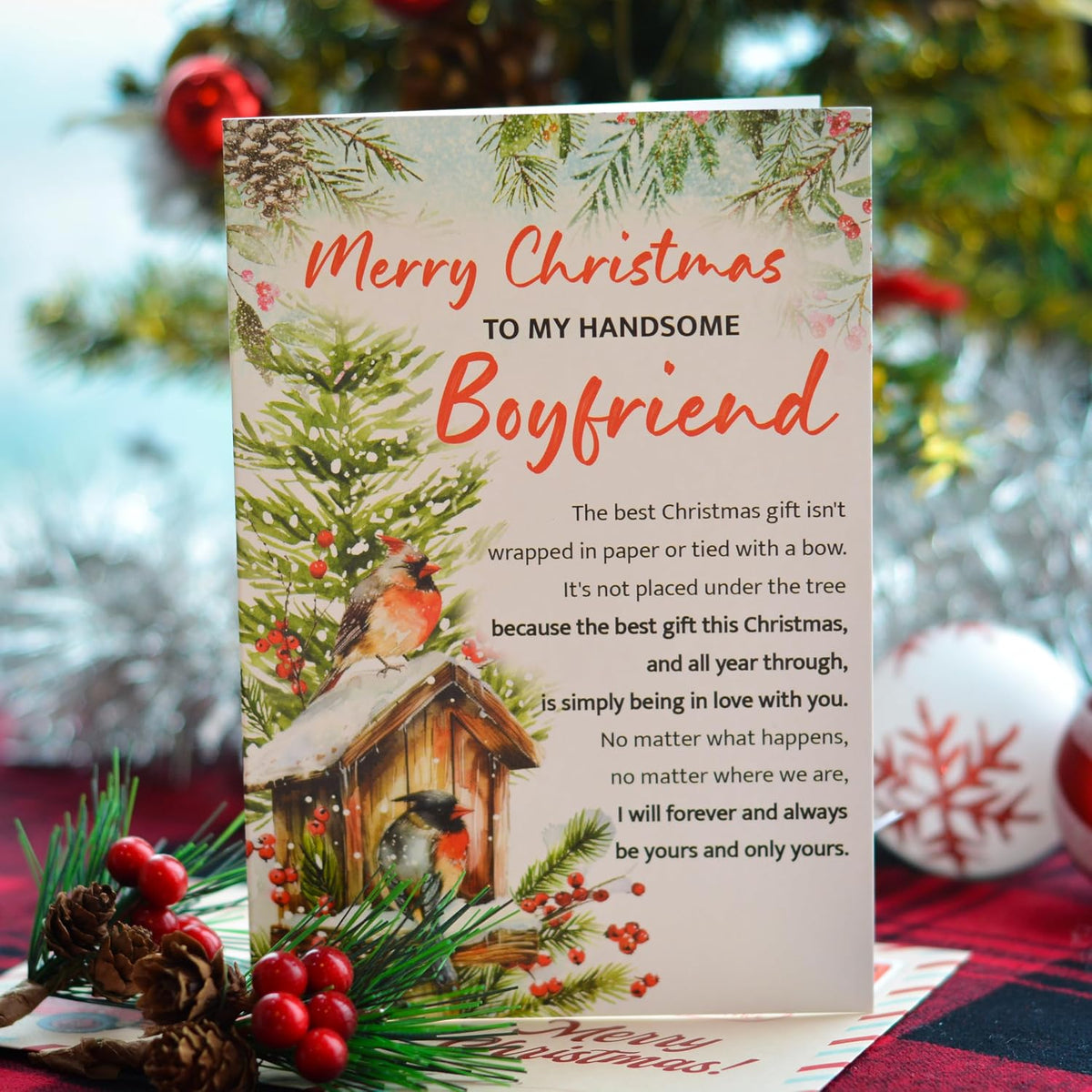 Christmas Card for Boyfriend with Envelope and Seal – Cute Merry Holiday Greeting