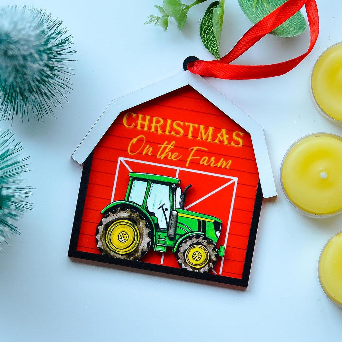 Farmer Christmas Ornament, Farming Xmas Ornament Farmhouse Tree Decor, for Famer, Husband, Him, Barn Ranch Farm Ornament for Christmas Tree Hanging