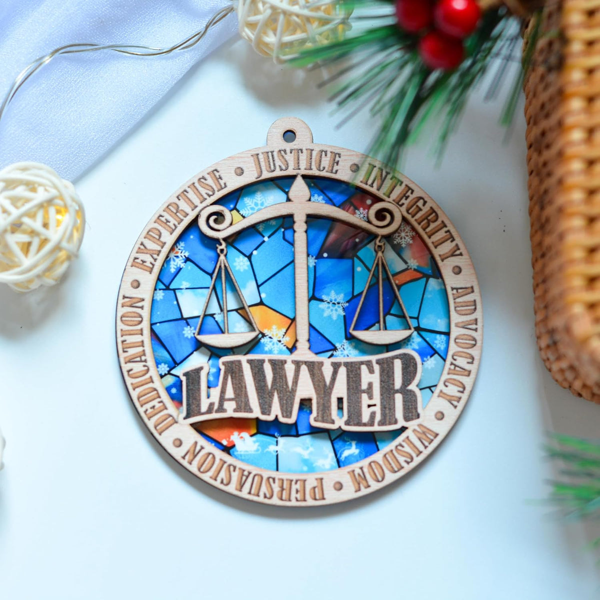 Lawyer Christmas Ornament, Law Office Tree Decor Keepsake, Holiday Gift for Attorneys and Legal Professionals