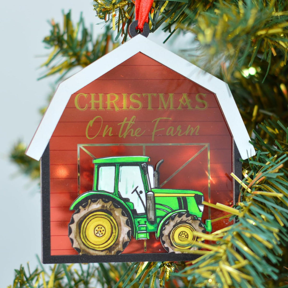Farmer Christmas Ornament, Farming Xmas Ornament Farmhouse Tree Decor, for Famer, Husband, Him, Barn Ranch Farm Ornament for Christmas Tree Hanging