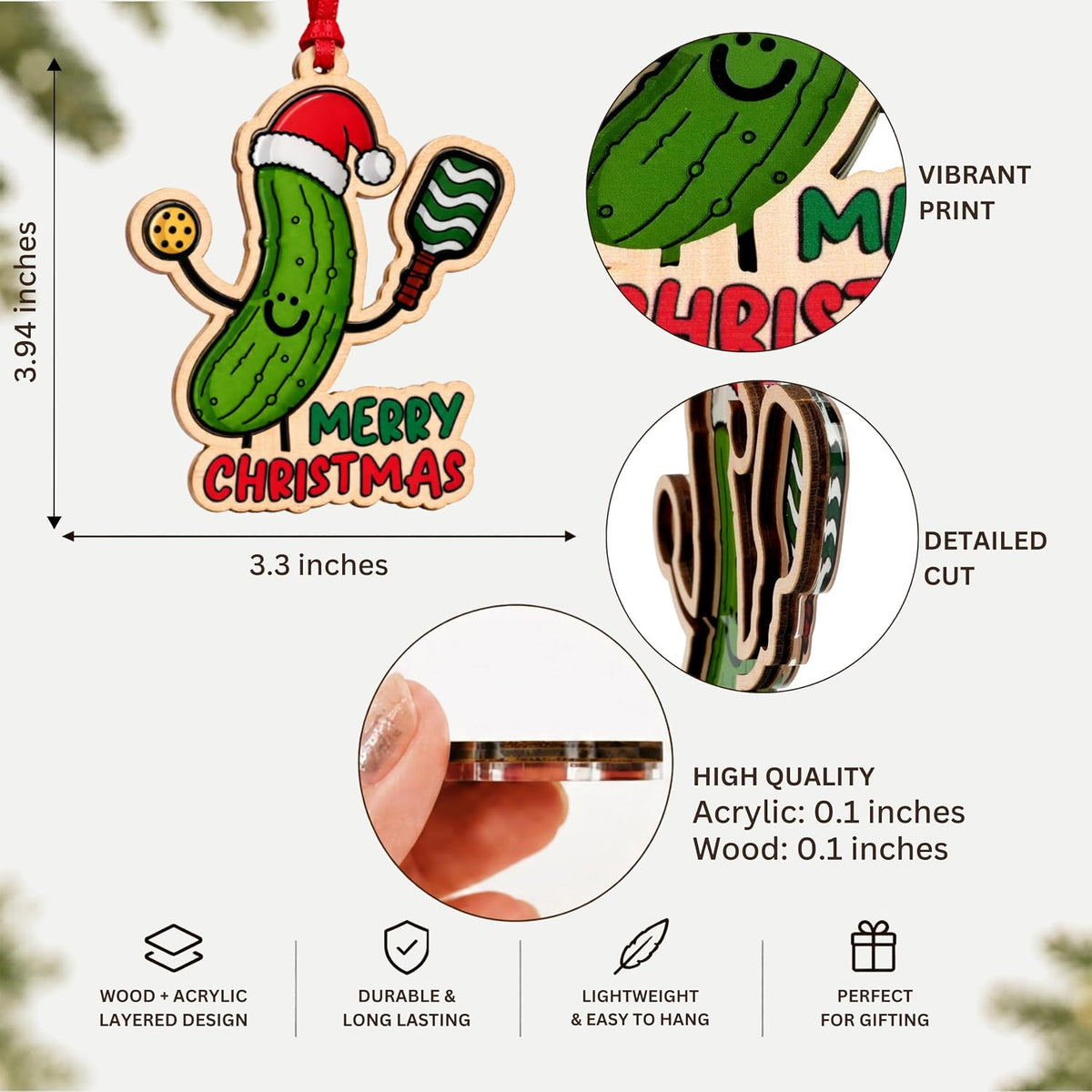 Pickleball Christmas Ornament 2026, Pickleball Ornaments for Christmas Tree, Ball Ornament for Women, Player Coach Gifts
