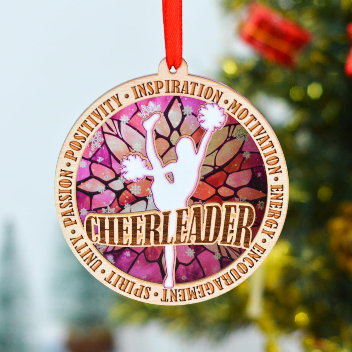 Cheerleader Christmas Ornament, Cheer Ornament, Cheerleading Hanging Xmas Ornament, for Cheer Enthusiasts, Cheer Girl, Dancer, Kids, Sports Fan