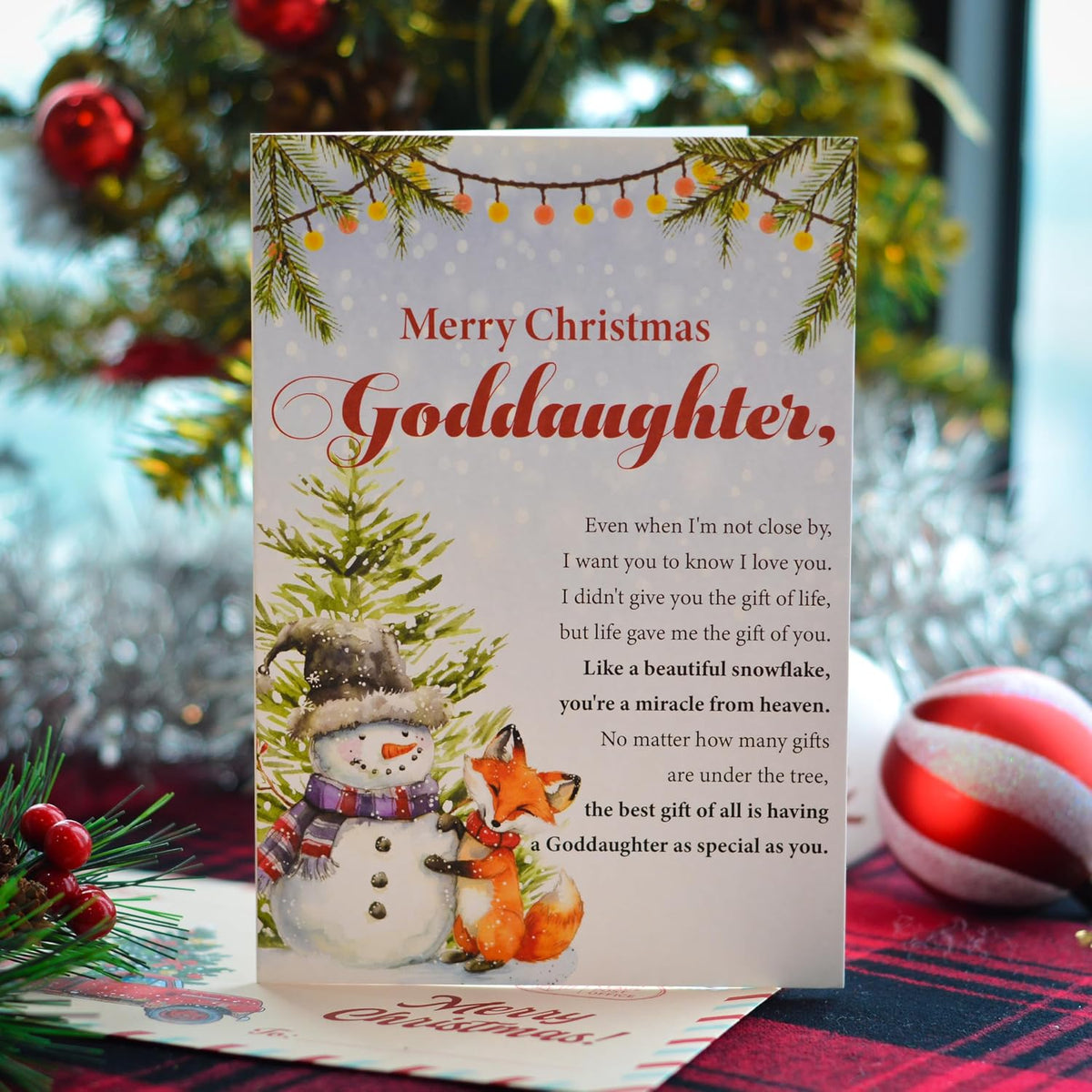Christmas Card for Goddaughter with Envelope and Seal – Loving Holiday Greeting to Celebrate Your Special Bond